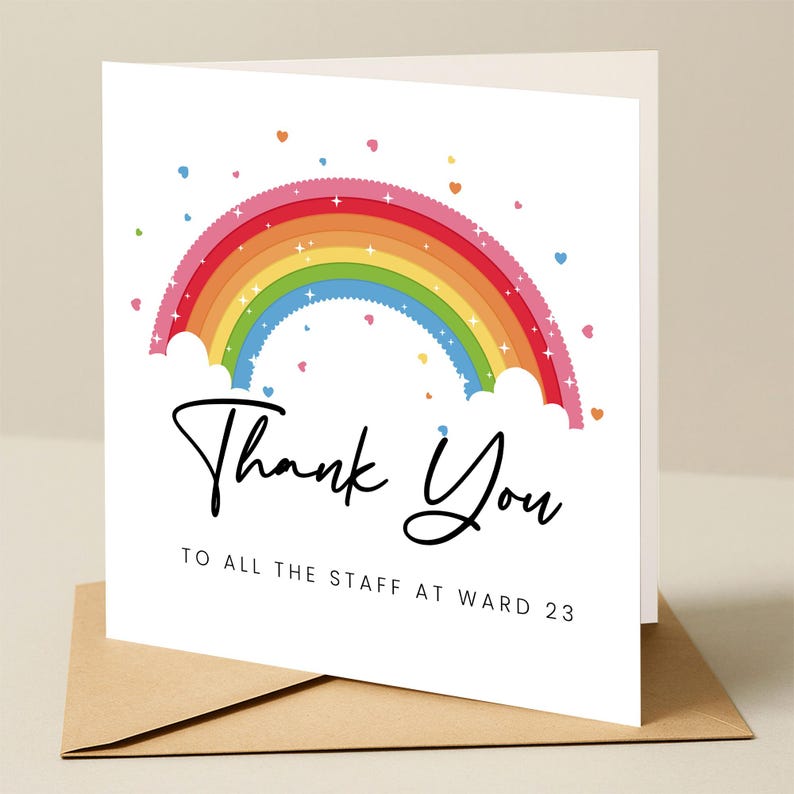 Gracias, planta del hospital, tarjeta de agradecimiento del hospital, tarjeta personalizada, médicos, tarjeta de agradecimiento del hospital para la planta del hospital, gracias al personal de la planta imagen 1