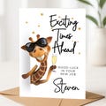 Funny New Job Card – Personalised Good Luck Card – Giraffe Card for Work Colleague – Exciting Times Ahead – New Job Gift – Custom Name Card