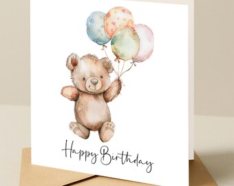 Birthday card, Cute Teddy Bear birthday card, ladies birthday card, Cute Teddy birthday card, birthday card with Cute Bear