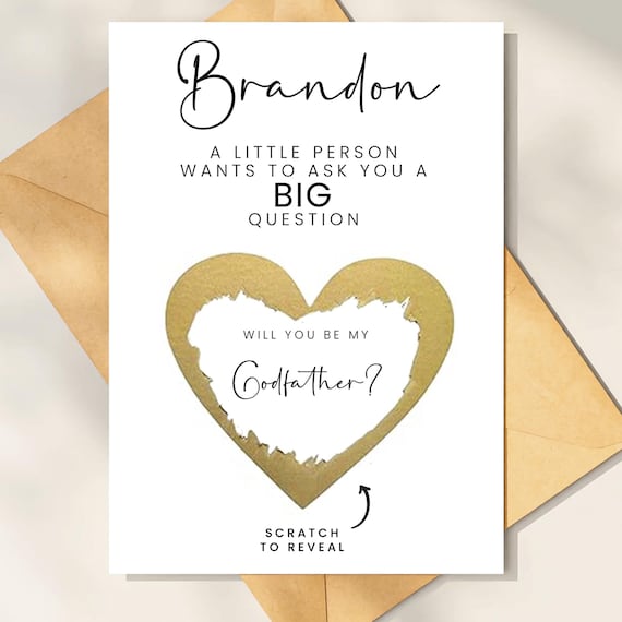Godfather proposal scratch card, godfather scratch card, godparents scratch card, will you be my godfather card personalised