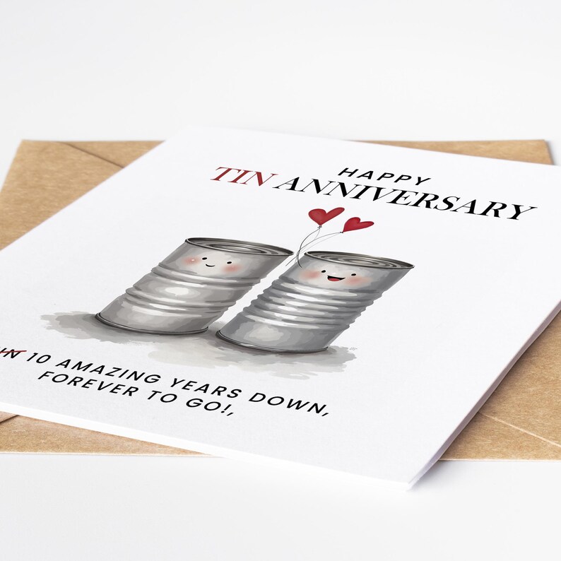 10 Year Anniversary Card for Husband, Wife 10th Anniversary Card, Happy ...