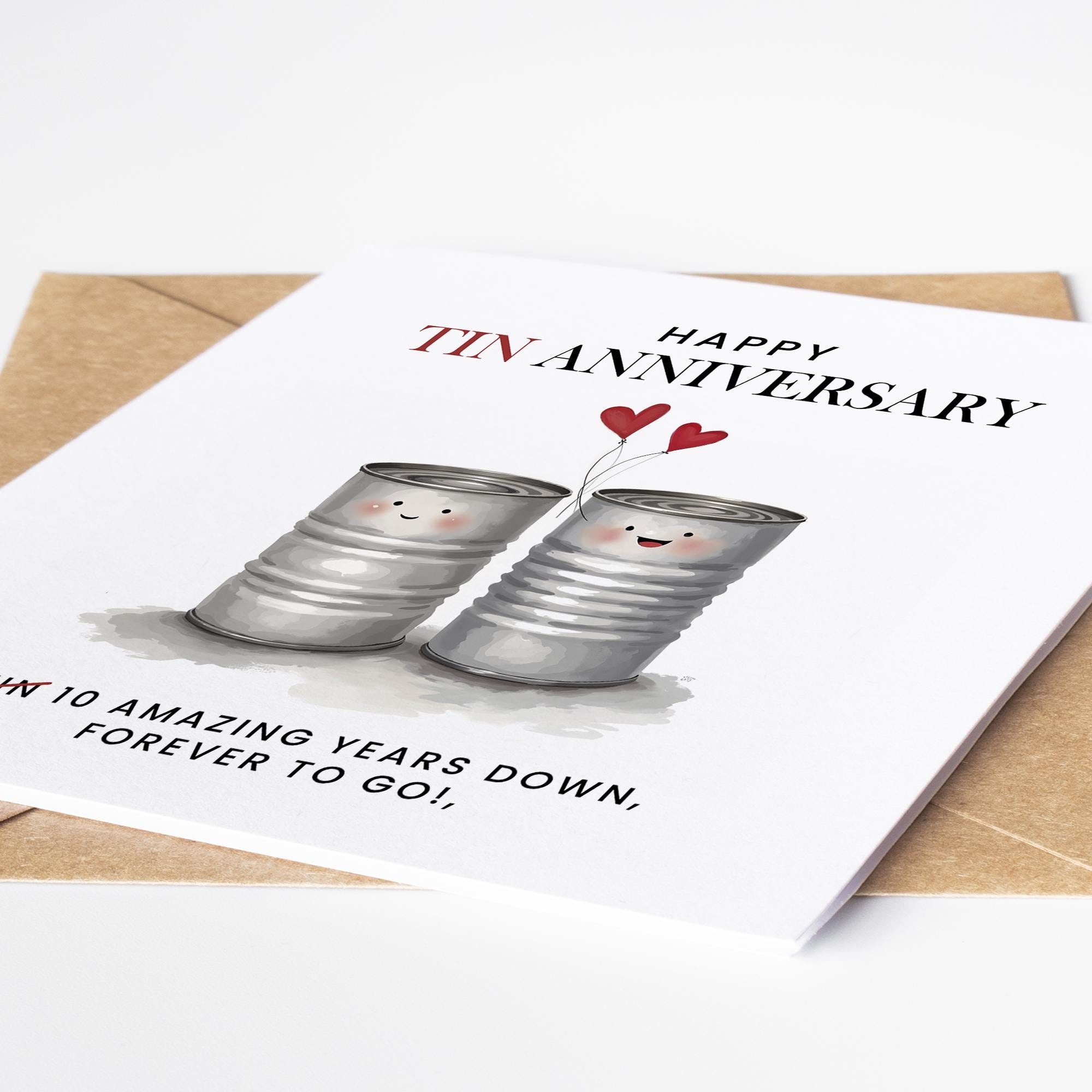 10 Year Anniversary Card for Husband, Wife 10th Anniversary Card, Happy ...