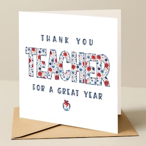 Carte de remerciement pour professeur Merci d'être un professeur merveilleux, carte de remerciement personnalisée pour professeur - Merci pour professeur