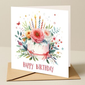 Carte d'anniversaire, carte d'anniversaire florale, carte d'anniversaire de femme, carte d'anniversaire de fleur, carte d'anniversaire avec des fleurs lumineuses