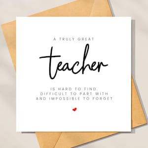 Merci carte de professeur Il est difficile de trouver un professeur vraiment génial. Difficile de s'en séparer et impossible d'oublier Merci professeur personnalisé
