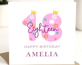 Personalised 18th Birthday Card For Her, Special 18th Birthday Card, Birthday Gift For Daughter, Friend Birthday Gift, Eighteen Card