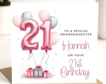 Personalised 21st Birthday Card Granddaughter, Niece 21st Birthday Card, Birthday Gift For Granddaughter, 21st Birthday Card For Her