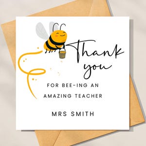 Carte de remerciement personnalisée pour enseignant - Merci d'avoir été un enseignant extraordinaire, carte de remerciement personnalisée pour un enseignant - Carte étonnante abeille