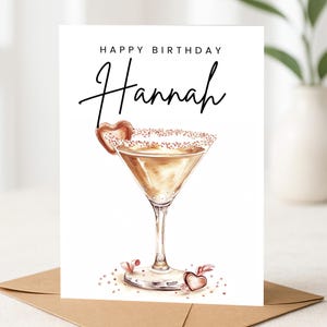 Carte d'anniversaire personnalisée, carte d'anniversaire cocktail, carte de joyeux anniversaire, carte d'anniversaire de dames, bestie, ami, carte d'anniversaire de gin