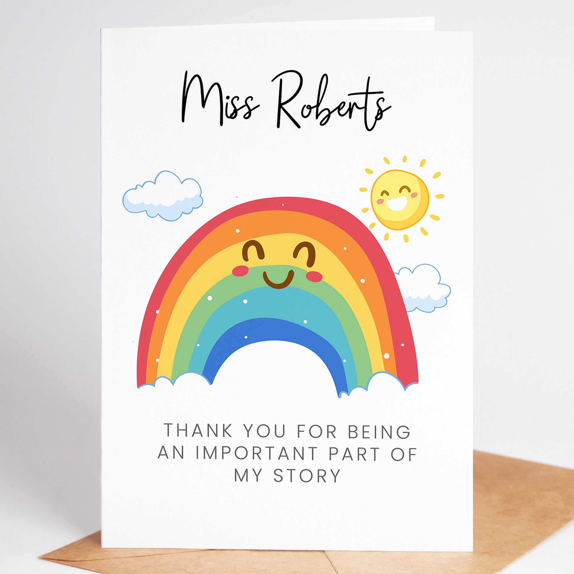 Teacher Thank You Card, End of Term Gift for Teacher, Rainbow Teacher ...