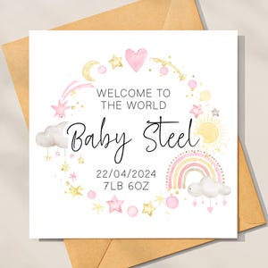 Nouvelle carte de bébé fille Bienvenue dans le monde, carte de bébé fille coeur rose mignon, carte pour nouveau-né, carte de félicitations pour les nouveaux parents bébé fille