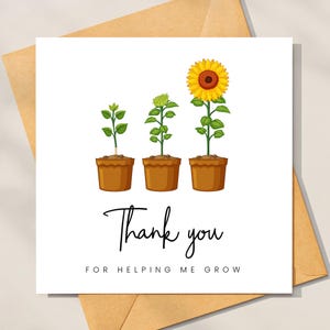 Carte de remerciement professeur - Merci de m'avoir aidé à grandir Carte de professeur personnalisée, Aidez-moi à grandir Carte de professeur de remerciement - Merci professeur