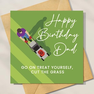 Carte d'anniversaire pour papa, Cartes de vœux Papa jardinage rigolo | carte tondeuse à gazon pour lui, meilleur père, grand-père | Pour lui, tondeuse à gazon | Carte d'anniversaire herbe
