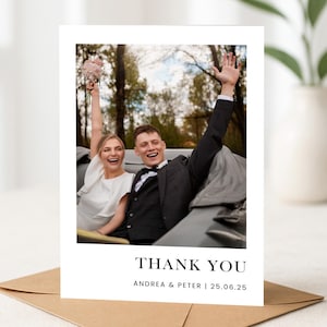 Cartes de remerciement de mariage pliées avec photo, Cartes de remerciement personnalisées Mariage, Cartes de remerciement avec photo, Cartes de remerciement pour mariage