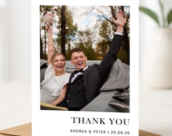 Cartes de remerciement de mariage pliées avec photo, Cartes de remerciement personnalisées Mariage, Cartes de remerciement avec photo, Cartes de remerciement pour mariage