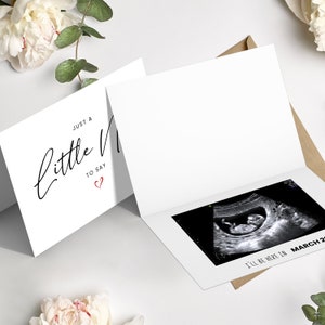 PREGNANCY ANNOUNCEMENT CARD, Just a little note to say ... Baby announcement card, uncle, grandparent card Baby Announcement Baby Scan Photo image 2