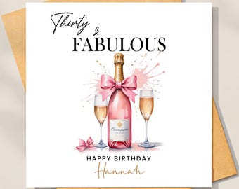 Personalised 30th Birthday Card for friend - 30th birthday card for mum, sister, auntie - 30th Birthday Gift - Thirty & Fabulous