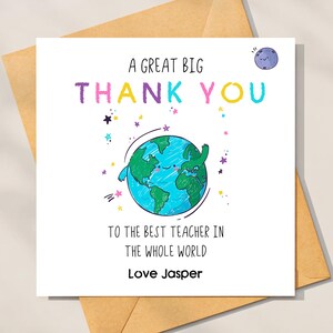Un grand merci au meilleur professeur du monde entier, carte de remerciement personnalisée
