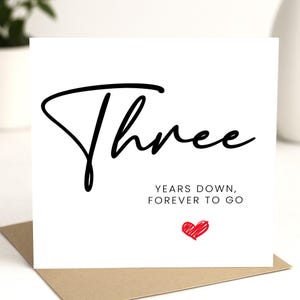 Carte du troisième anniversaire, « Dans trois ans, pour toujours » - Cadeau d'anniversaire - Cadeau d'anniversaire pour mari/femme