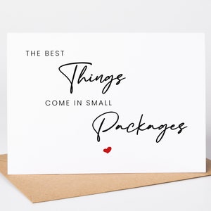 PREGNANCY ANNOUNCEMENT CARD, Baby announcement card The Best things come in small packages, grandparent card Baby Announcement card Baby