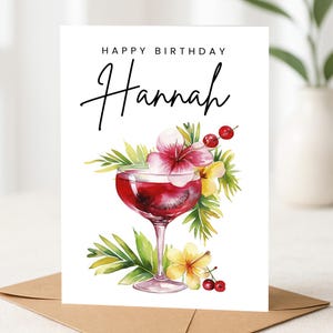 Carte d'anniversaire personnalisée, carte d'anniversaire cocktail, carte de joyeux anniversaire, carte d'anniversaire de dames, bestie, ami, carte d'anniversaire de gin