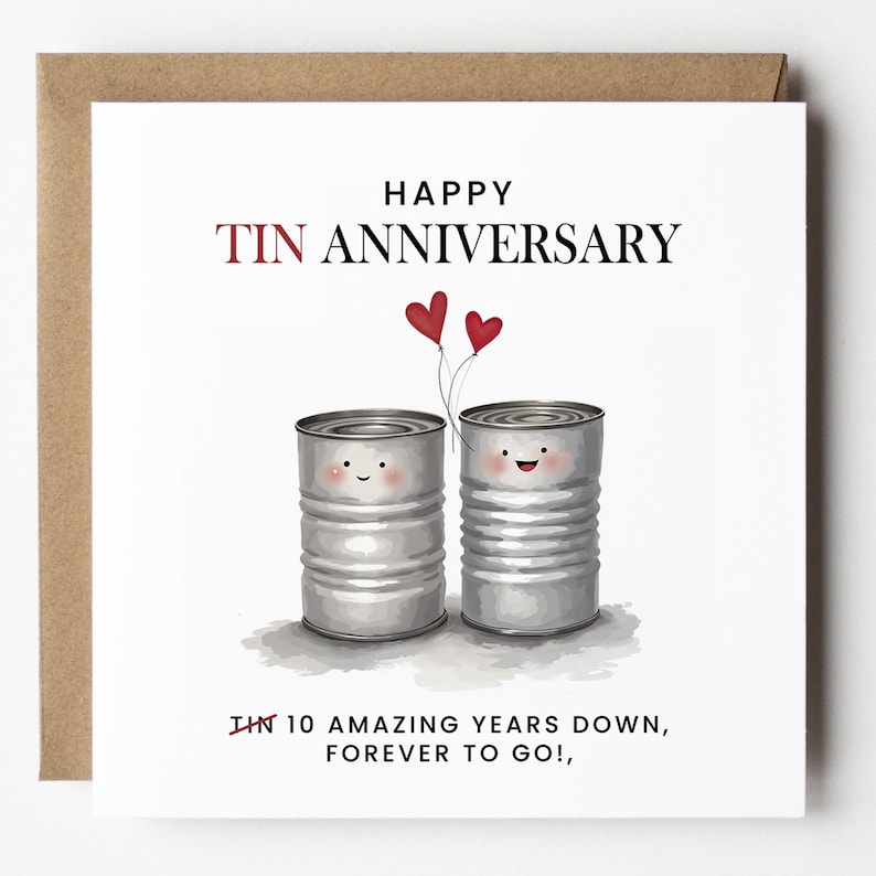 10 Year Anniversary Card for Husband, Wife 10th Anniversary Card, Happy ...