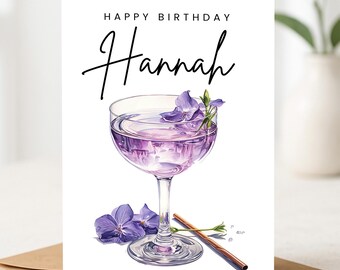 Personalised Birthday Card, Cocktail Birthday Birthday Card, Happy Birthday Card, Ladies Birthday Card, Bestie, Friend, Gin Birthday Card
