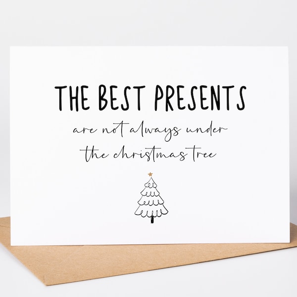 Christmas Pregnancy Announcement Card, Surprise Pregnancy Reveal, Expecting New Baby Card, Christmas Card Boyfriend, Husband Christmas Card