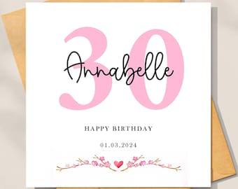 Personalised 30th Birthday Card For Daughter, Personalised Birthday Card For Her, 30th Birthday Card, 30th Birthday Gift For Sister, Friend