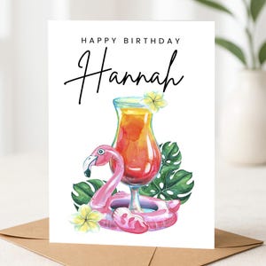 Carte d'anniversaire personnalisée, carte d'anniversaire cocktail, carte de joyeux anniversaire, carte d'anniversaire de dames, bestie, ami, carte d'anniversaire de gin