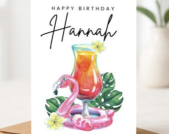 Personalised Birthday Card, Cocktail Birthday Birthday Card, Happy Birthday Card, Ladies Birthday Card, Bestie, Friend, Gin Birthday Card