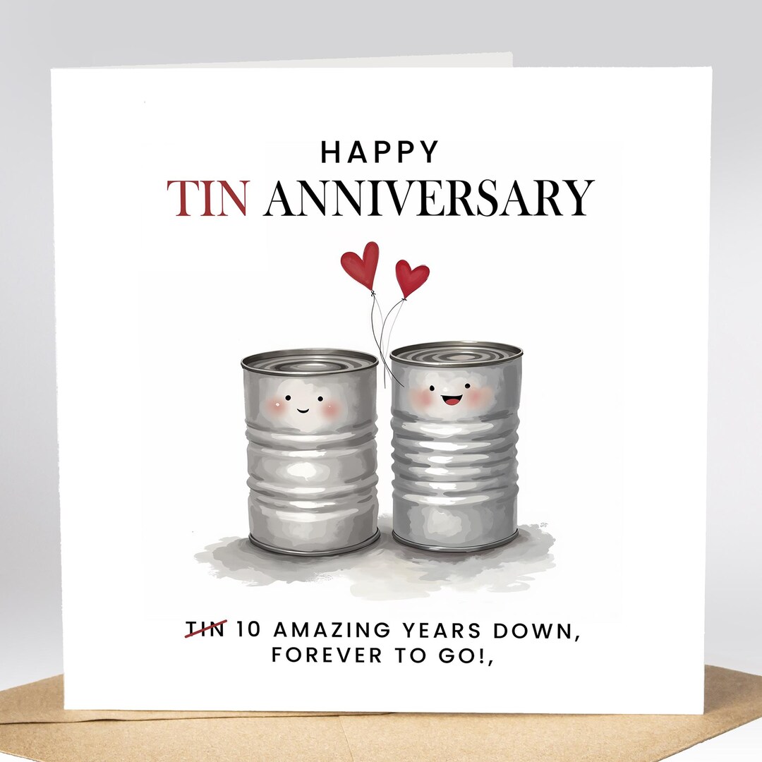 10 Year Anniversary Card for Husband, Wife 10th Anniversary Card, Happy ...