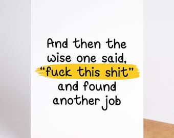 Funny New Job Card – Wise One, Congratulations Card for Coworker