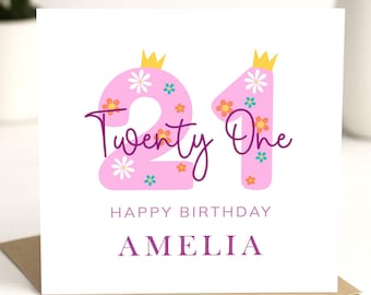 Personalised 21st Birthday Card For Her, Special 21st Birthday Card, Birthday Gift For Daughter, Friend Birthday Gift, Twenty One Card