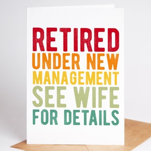 Retirement Under New Management Card, Retire and Relax, Leaving Card, Sorry to See You Go, Goodbye Good Luck Card, Retired, For Him, For Her
