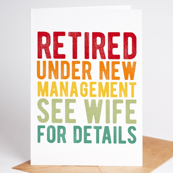 Retirement Under New Management Card, Retire and Relax, Leaving Card, Sorry to See You Go, Goodbye Good Luck Card, Retired, For Him, For Her
