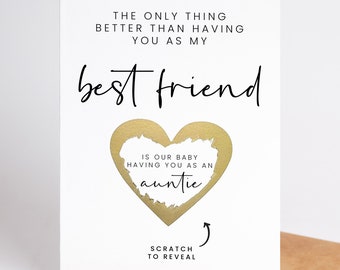 Scratch Pregnancy Reveal Card For Bestie, Pregnancy Announcement Card For Best Friend, Promoted To Auntie, Surprise Baby Announcement Card