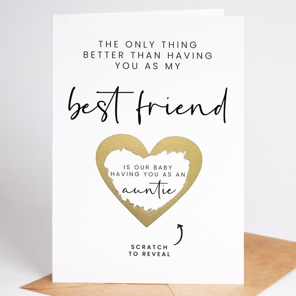 Scratch Pregnancy Reveal Card For Bestie, Pregnancy Announcement Card For Best Friend, Promoted To Auntie, Surprise Baby Announcement Card