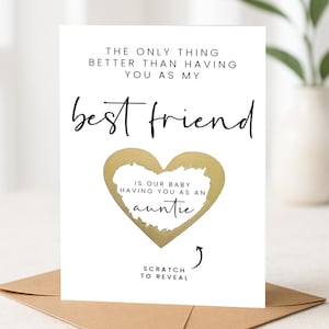 Carte de révélation de grossesse à gratter pour la meilleure amie, faire-part de grossesse pour meilleur ami, promu tante, faire-part de bébé surprise
