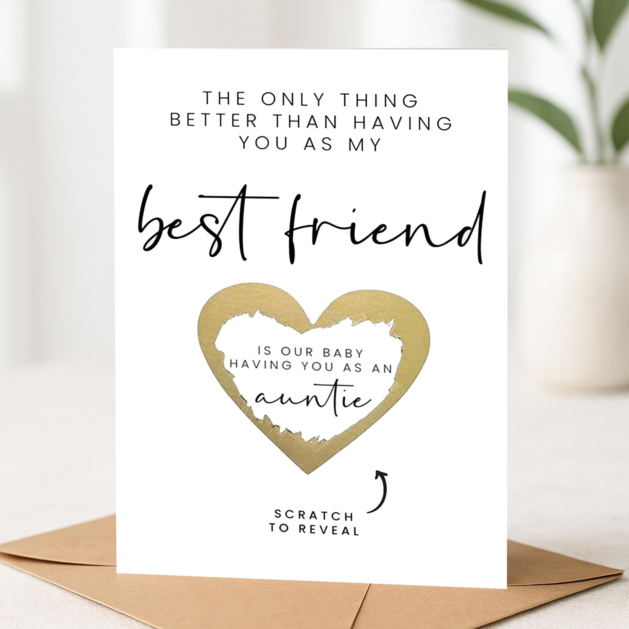 Scratch Pregnancy Reveal Card For Bestie, Pregnancy Announcement Card For Best Friend, Promoted To Auntie, Surprise Baby Announcement Card