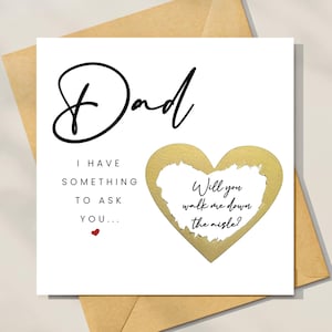 Carte à gratter, carte de visite personnalisée, carte de mariage personnalisée, allez-vous m'accompagner dans l'allée papa ?