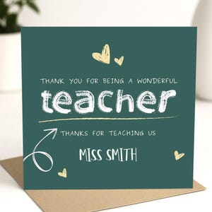 Carte de remerciement pour professeur Merci d'être un professeur merveilleux, carte de remerciement personnalisée pour professeur - Merci pour professeur