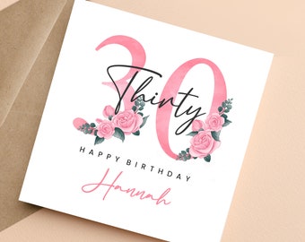 Personalisierte 30. Geburtstagskarte für Tochter, personalisierte Geburtstagskarte für sie, 30. Geburtstagskarte, 30. Geburtstagsgeschenk für Schwester, Freund