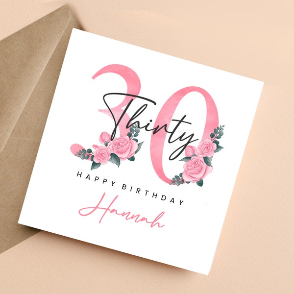 Carte personnalisée du 30e anniversaire pour fille, carte d’anniversaire personnalisée pour elle, carte du 30e anniversaire, cadeau du 30e anniversaire pour sœur, amie