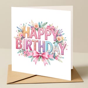 Carte d'anniversaire, carte d'anniversaire florale, carte d'anniversaire de femme, carte d'anniversaire de fleur, carte d'anniversaire avec des fleurs lumineuses