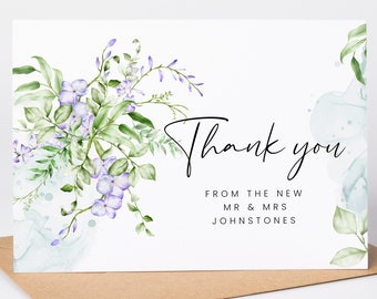 Thank You Cards, Wedding Thank You Cards, Eucalyptus Thank You Card - Personalised, Thank you wedding guest cards, Eucalyptus wedding cards