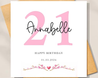 Personalised 21st Birthday Card For Daughter, Personalised Birthday Card For Her, 21st Birthday Card, 21st Birthday Gift For Sister, Friend
