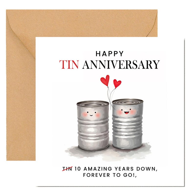10 Year Anniversary Card for Husband, Wife 10th Anniversary Card, Happy ...
