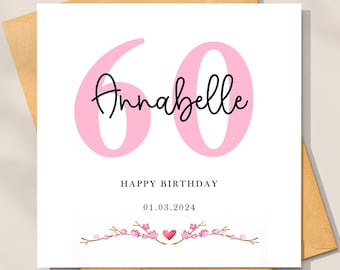 Personalised 60th Birthday Card For Daughter, Personalised Birthday Card For Her, 60th Birthday Card, 60th Birthday Gift For Sister, Friend