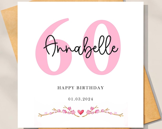 Personalised 60th Birthday Card for MOM, 60th Birthday Card for Her